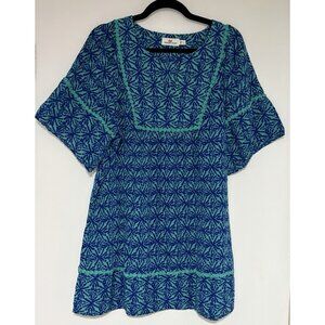 Vineyard Vines Blue and Green Women’s Geo Wave Print Beach Kaftan Cover Up Sz L